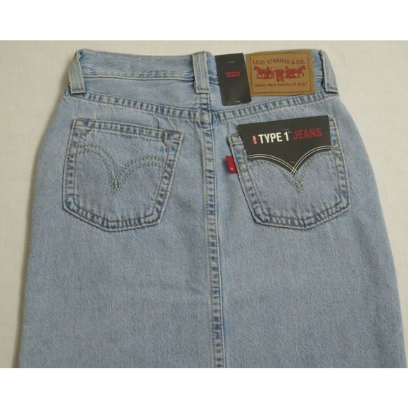 Levi's Premium Type 1 Women's Sz W25 Living Legend 1 Side Slit Knee Length Skirt - Picture 6 of 7